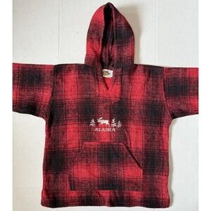 EARTH RAGZ  Men's Oversized Baja Blanket Drug Rug Buffalo Plaid Hoodie - Medium